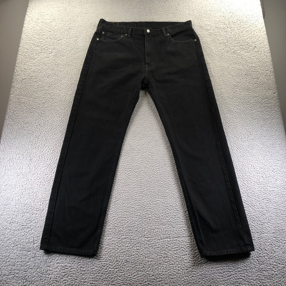 Levis Jean Men 38x32 Black 505 Regular Fit Dark Wash Grunge Straight Leg classic